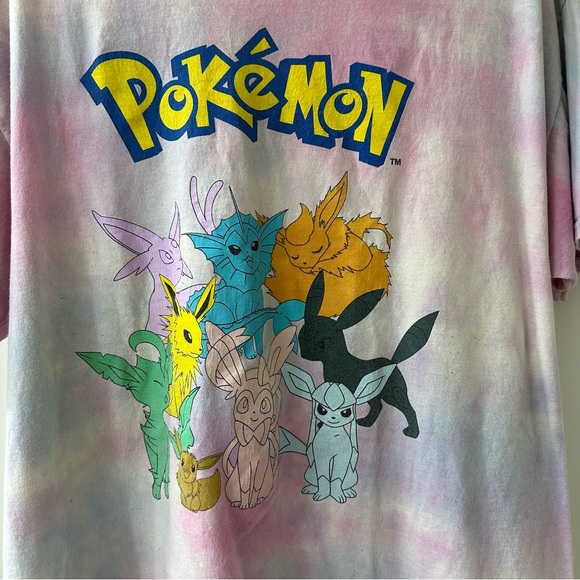 Pokemon Eevee Evolutions Pink & Blue Tie-Dye Graphic T-Shirt, Size XL - Picture 2 of 6